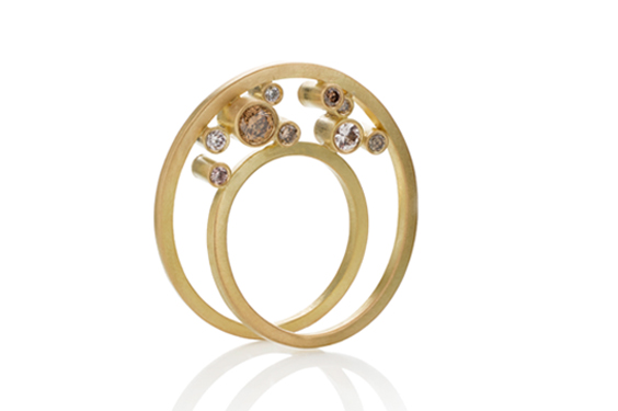 gold ring diamond ring natural coloured diamond ring
