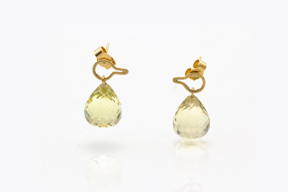 Gold earrings with Lemon Quartz