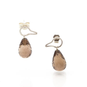 silver earrings with smoky quartz