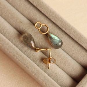 Bubbles gold earrings with Labradorite