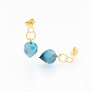 Bubbles gold earrings with London Blue Topas