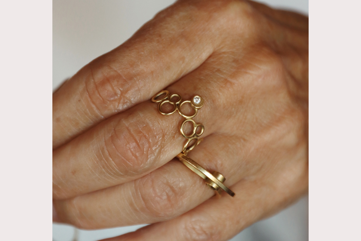 Bubbles goldring with diamond - Image 3