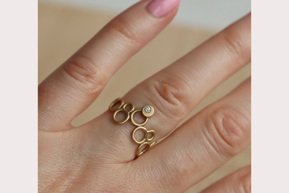 Bubbles goldring with diamond - Image 2